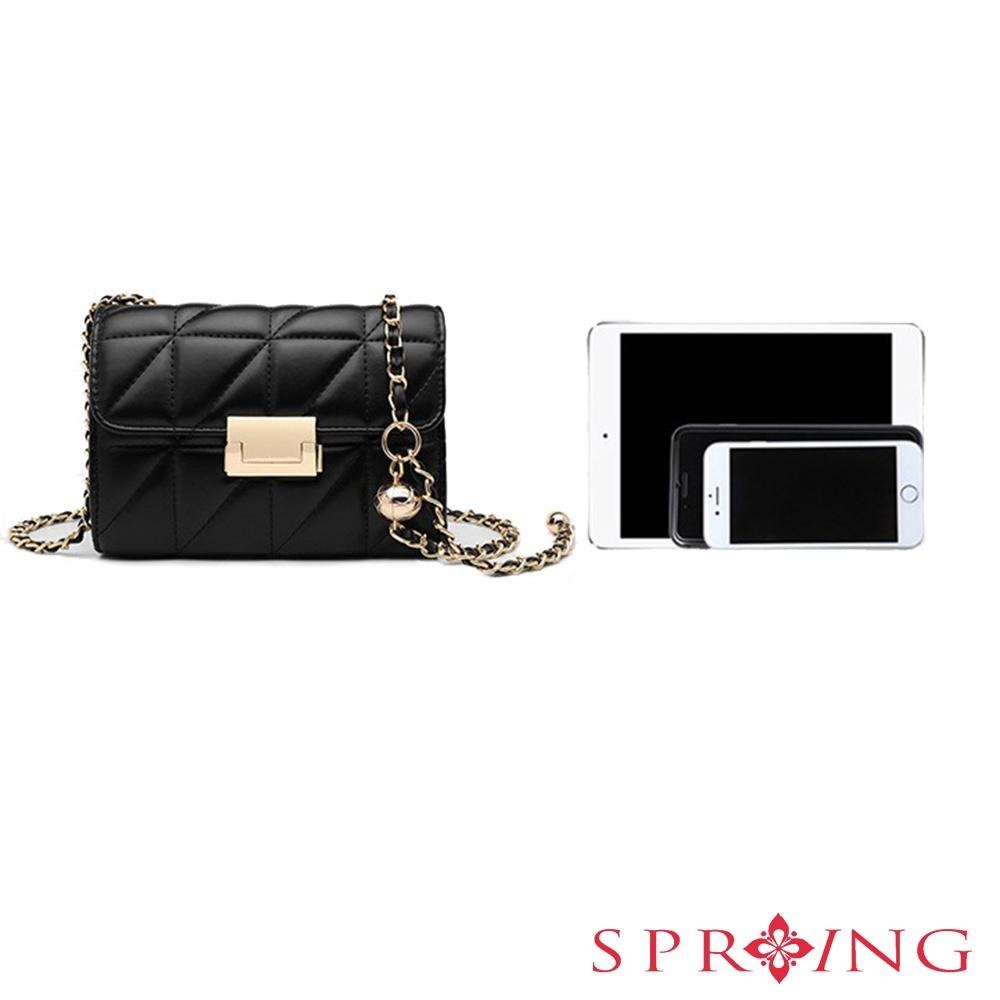 SPRING-菱格小香風鍊條包 刺繡鍊條小斜背包 鐵鍊小方包 -多色-細節圖6