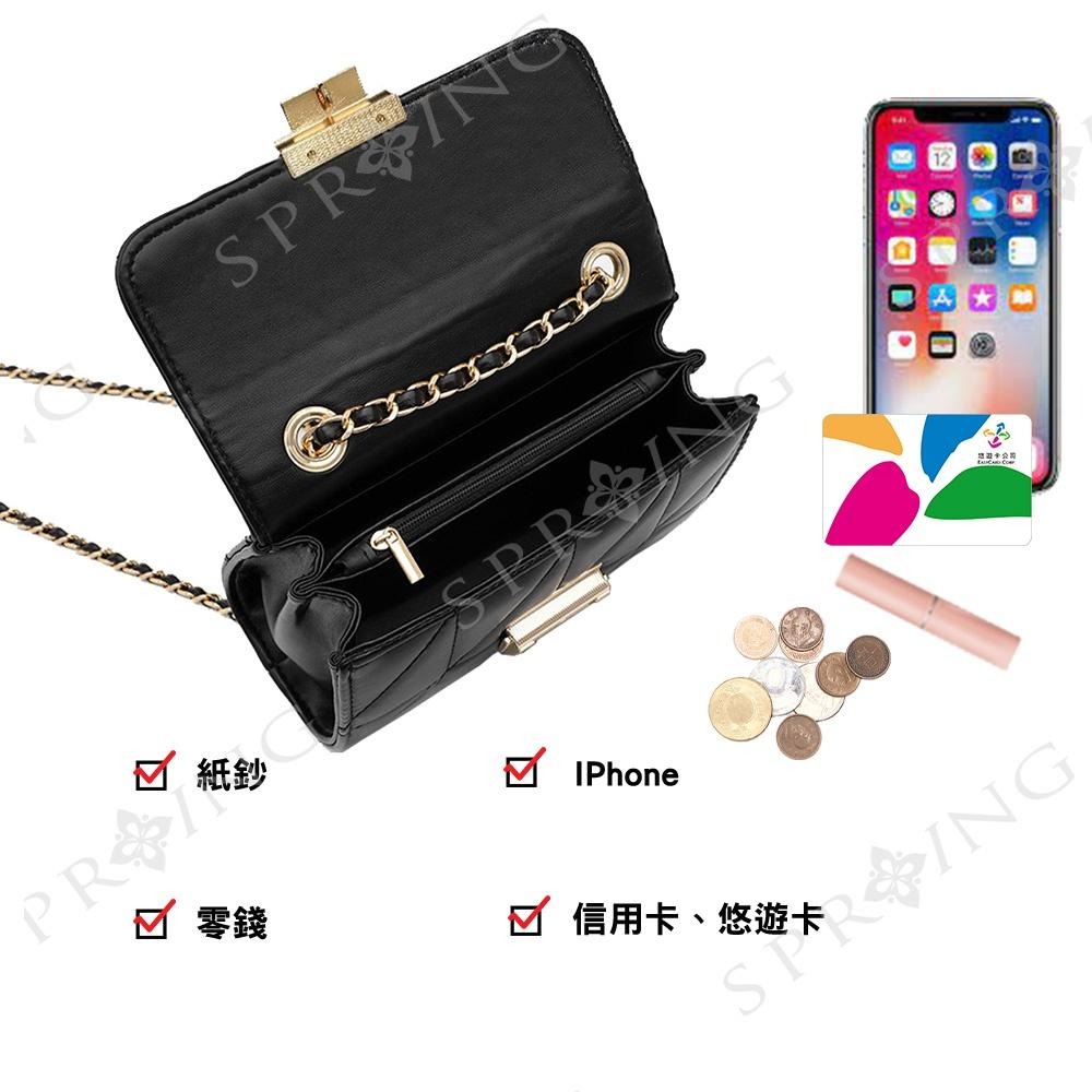 SPRING-菱格小香風鍊條包 刺繡鍊條小斜背包 鐵鍊小方包 -多色-細節圖7