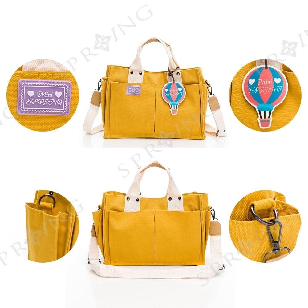 SPRING-日式簡約文青帆布大方包手提包斜背包-多色-細節圖5