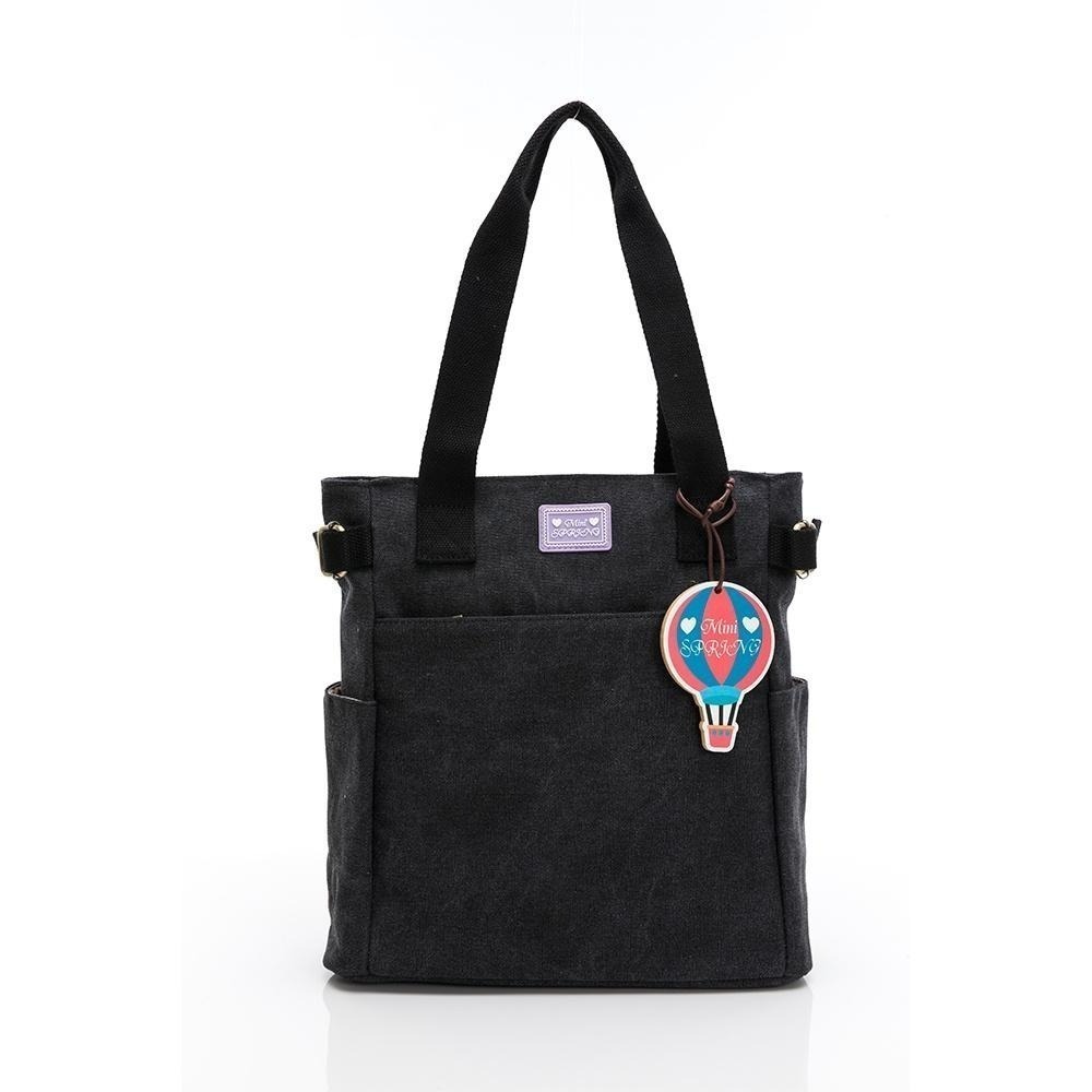 SPRING-日式簡約帆布袋 復古帆布肩背包 帆布側背包 A4可放手提肩背豎款帆布包-多色-細節圖2