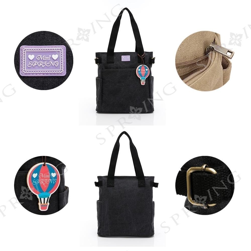 SPRING-日式簡約帆布袋 復古帆布肩背包 帆布側背包 A4可放手提肩背豎款帆布包-多色-細節圖5