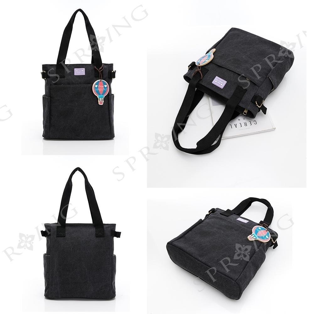 SPRING-日式簡約帆布袋 復古帆布肩背包 帆布側背包 A4可放手提肩背豎款帆布包-多色-細節圖6