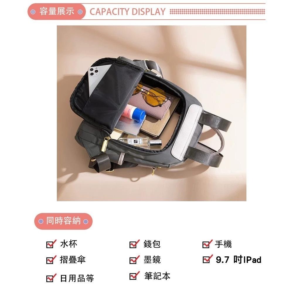 SPRING-未來質感系列尼龍防盜後背兩用包小號 防盜後背包 可肩背可後背雙肩包 防潑水後背包- 多色(可側背)-細節圖9