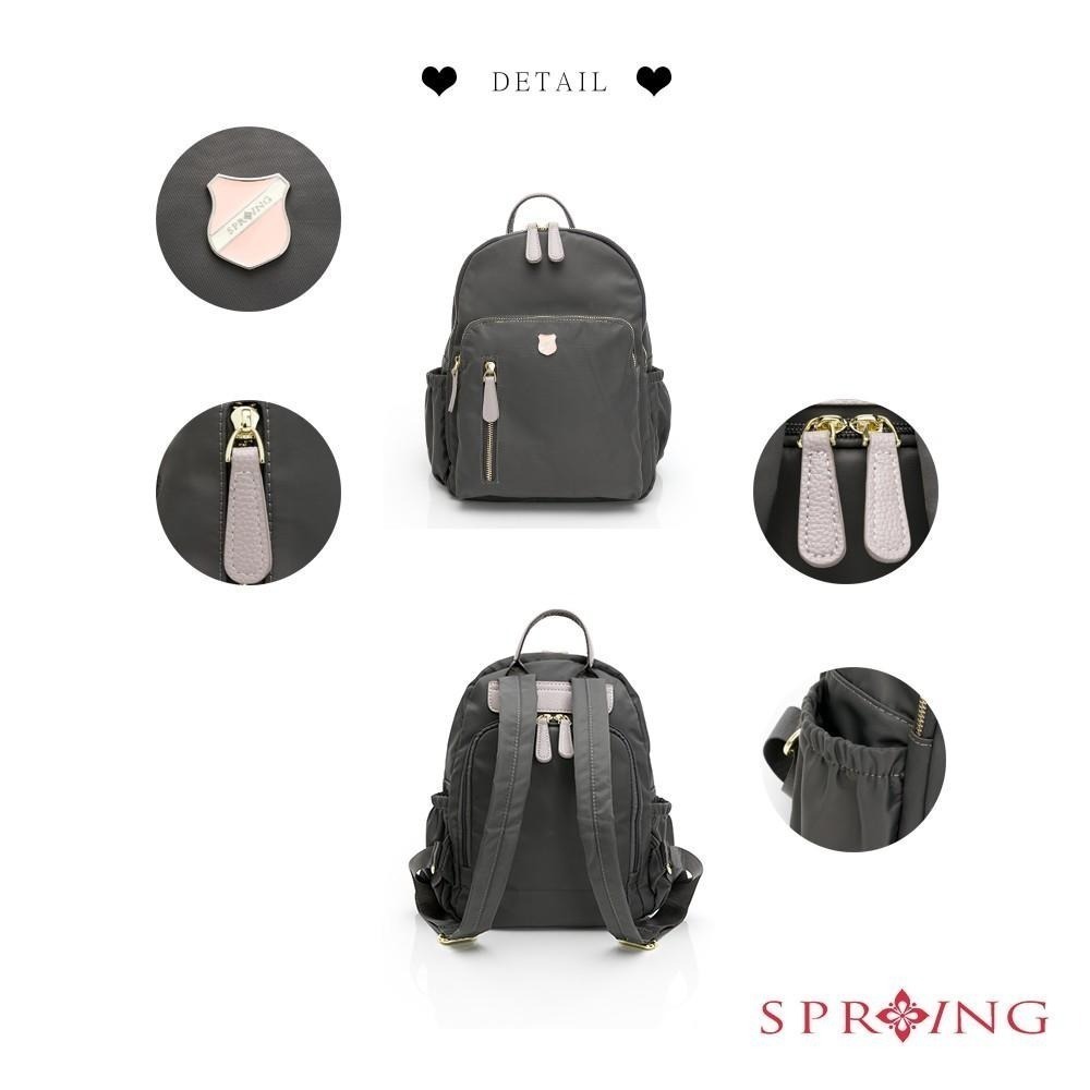 SPRING-尼龍後背包防盜尼龍後背包 多口袋尼龍後背包 防潑水後背包 防盜雙肩包-多色-細節圖3