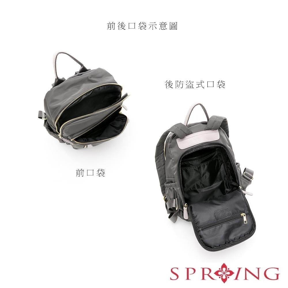 SPRING-尼龍後背包防盜尼龍後背包 多口袋尼龍後背包 防潑水後背包 防盜雙肩包-多色-細節圖9