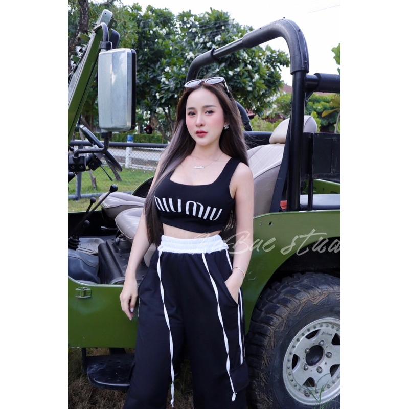 趕上泰國熱了沒🇹🇭泰系Y2K重工裝辣妹｜撞色綁帶重工褲+翻玩MIUMIU背心-細節圖5