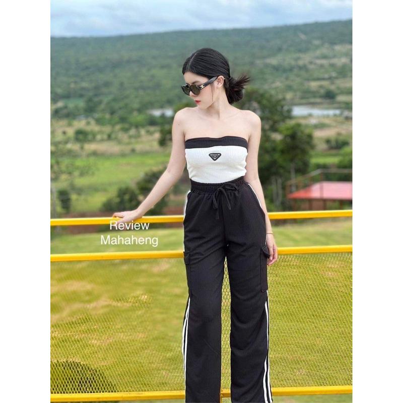真是泰正了！！🌟預購🌟泰國🇹🇭撞色小標平口工裝褲set套裝-細節圖2