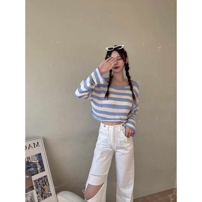 ɴᴀʙᴀᴇ sᴛᴜᴅɪᴏ🛒獻上甜系穿搭 正反都可穿!!｜美背扭結寬條薄針織-細節圖4