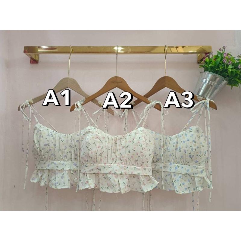 泰國🇹🇭碎花背心 雪紡桃心領綁帶小可愛-細節圖5