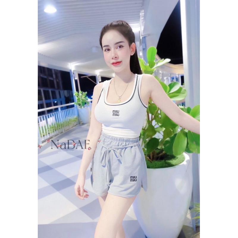 泰泰泰正點😍😍泰國空運來台🇹🇭｜翻玩🅼🅸🆄🅼🅸🆄燙印兩件式短褲套set-細節圖2