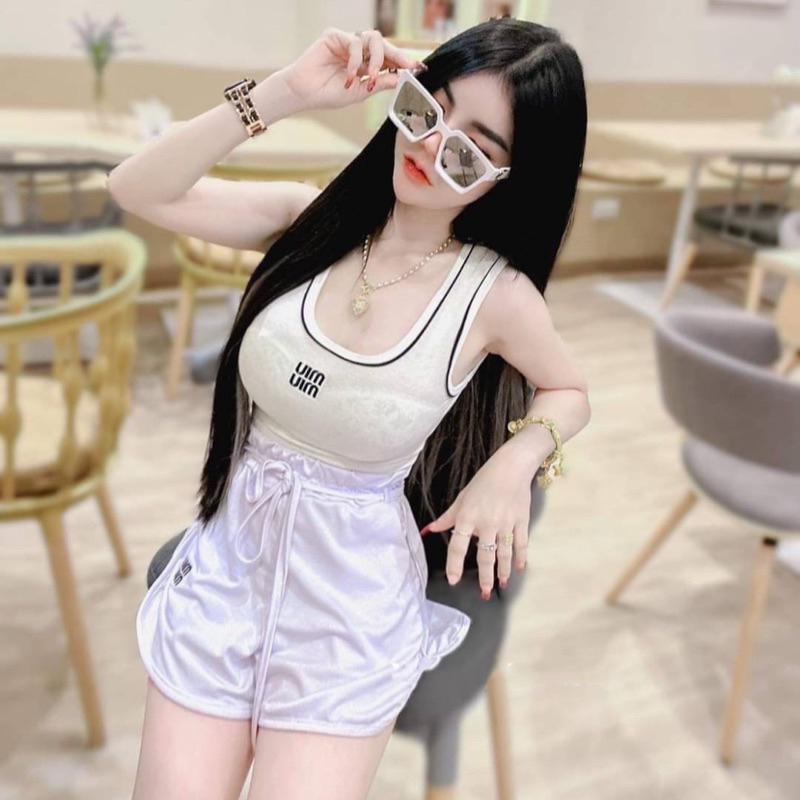 泰泰泰正點😍😍泰國空運來台🇹🇭｜翻玩🅼🅸🆄🅼🅸🆄燙印兩件式短褲套set-細節圖3