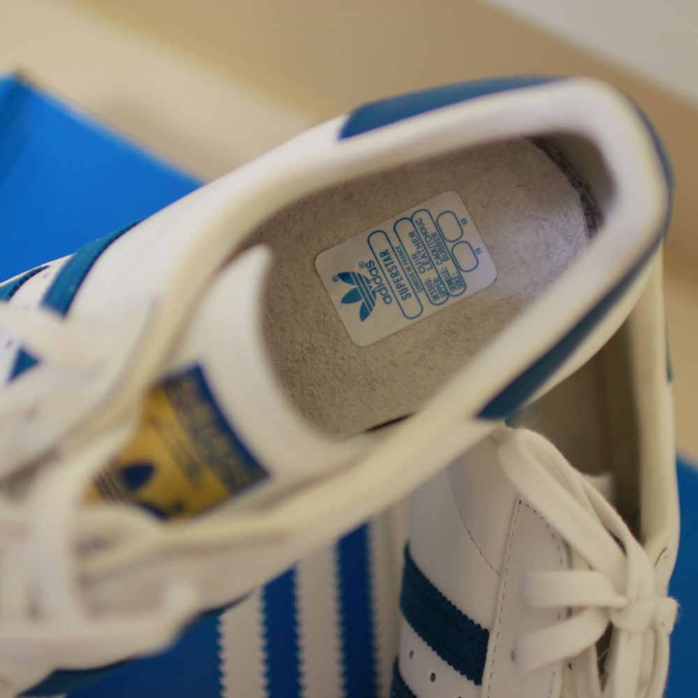 Adidas Superstar 金標 奶油頭 白底藍色邊 皮質 全新正版-細節圖4