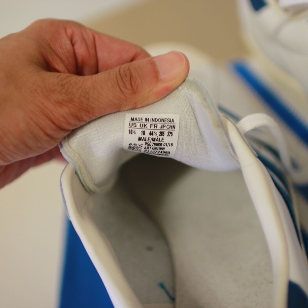 Adidas Superstar 金標 奶油頭 白底藍色邊 皮質 全新正版-細節圖5