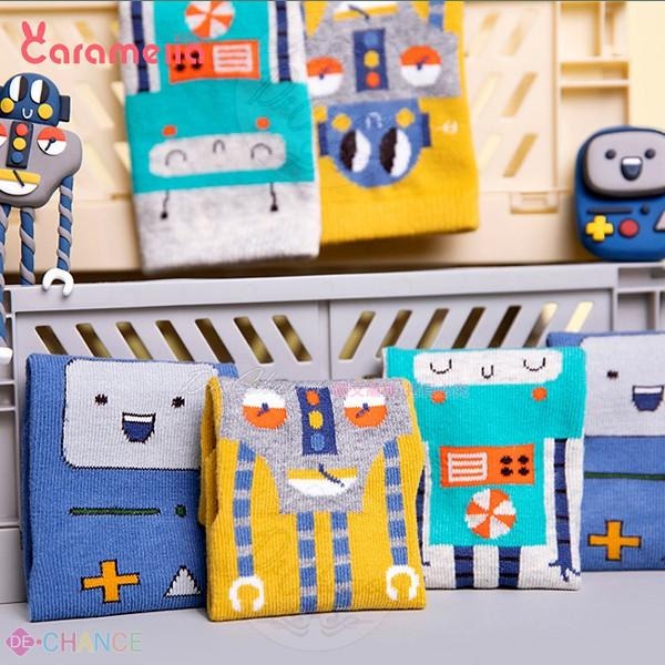 現貨賠售出清📣Caramella秋冬 機器人3雙禮袋裝中筒童襪/日系風格/SMLXL/564883+DeChance+-細節圖5