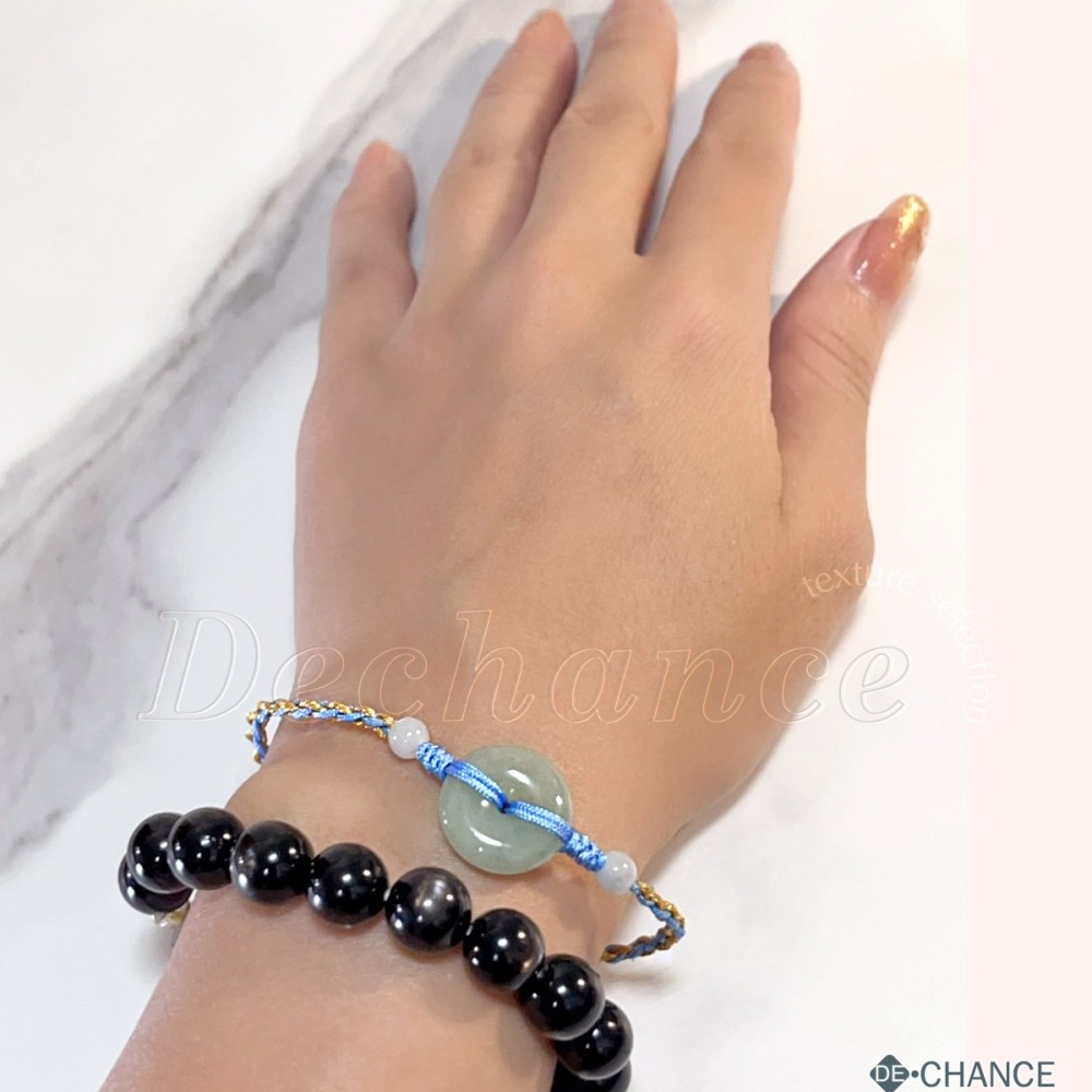 【編繩成品款】天然緬甸翡翠平安扣 圓滿 保平安 編繩手串|氣質清新|可調整長度 天然緬甸玉手鍊 De.晶選-細節圖2