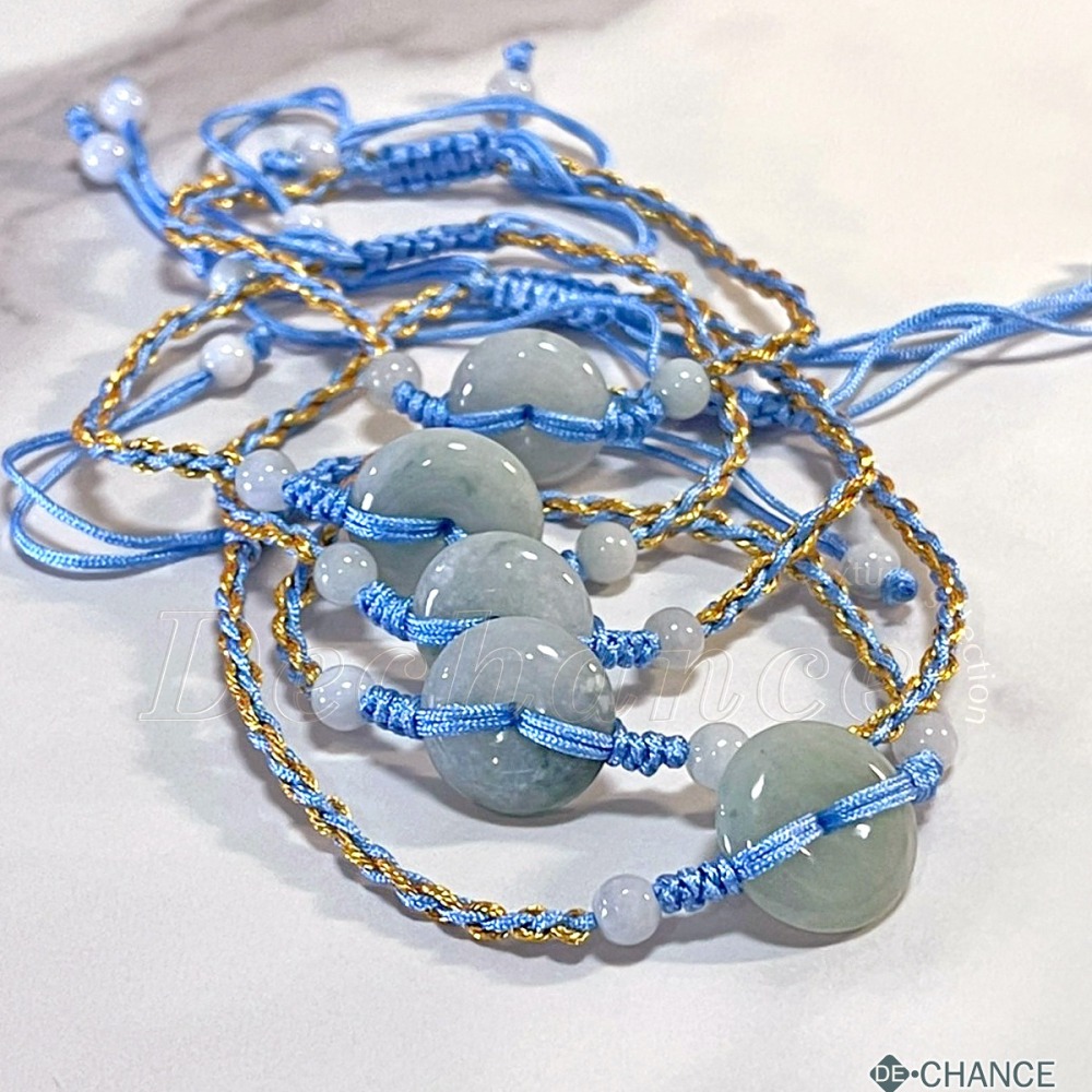 【編繩成品款】天然緬甸翡翠平安扣 圓滿 保平安 編繩手串|氣質清新|可調整長度 天然緬甸玉手鍊 De.晶選-細節圖3