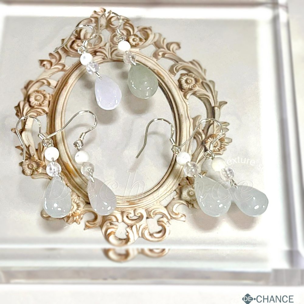 【設計款】天然水滴緬甸翡翠 印度藍月光 深海貝珠 素銀耳環|幽然清雅|925純銀 耳環 De.晶選-細節圖2