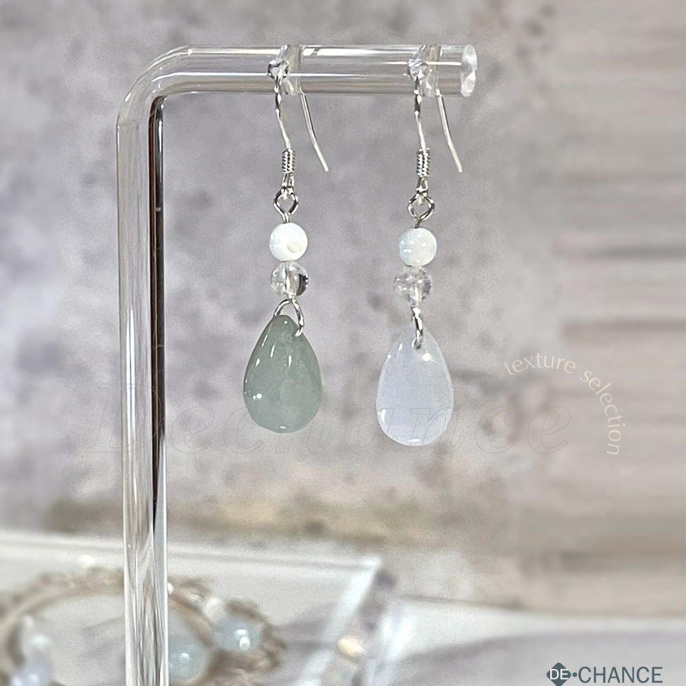 【設計款】天然水滴緬甸翡翠 印度藍月光 深海貝珠 素銀耳環|幽然清雅|925純銀 耳環 De.晶選-細節圖5