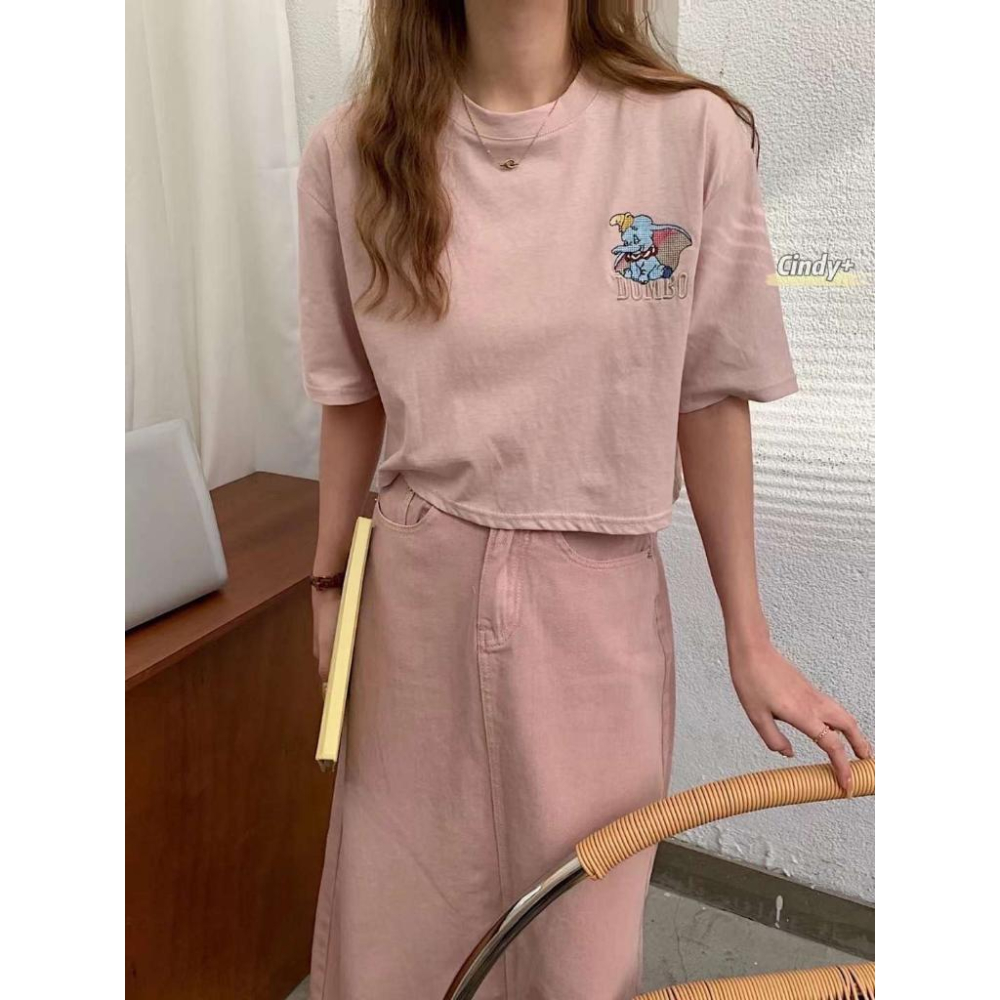 🔥現貨🔥 𝙈𝙖 𝙘𝙝𝙚𝙧𝙚 現貨實拍 夏季刺繡小飛象短袖棉TEE-細節圖3