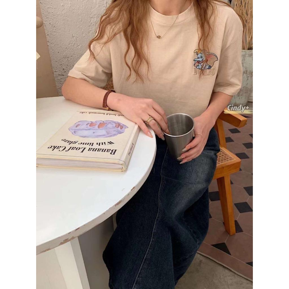 🔥現貨🔥 𝙈𝙖 𝙘𝙝𝙚𝙧𝙚 現貨實拍 夏季刺繡小飛象短袖棉TEE-細節圖6