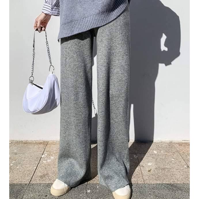 ❤️現貨❤️ 𝙈𝙖 𝙘𝙝𝙚𝙧𝙚 秋冬季新品 現貨實拍 慵懶感細坑紋針織褲 針織寬褲-細節圖5