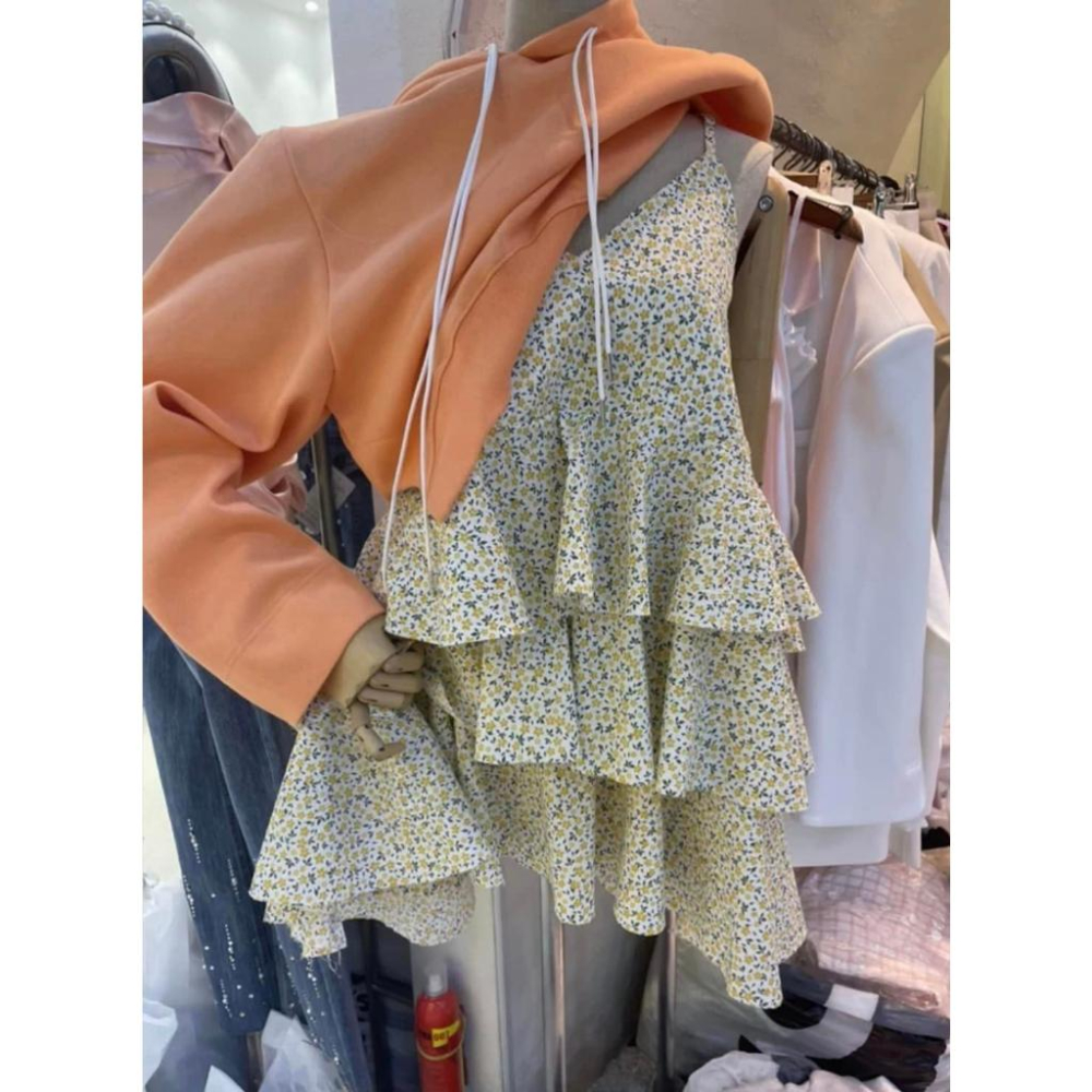 ⭐𝙈𝙖 𝙘𝙝𝙚𝙧𝙚⭐️ 現貨實拍 細肩棉麻布料碎花蛋糕短洋 (現貨)-細節圖8