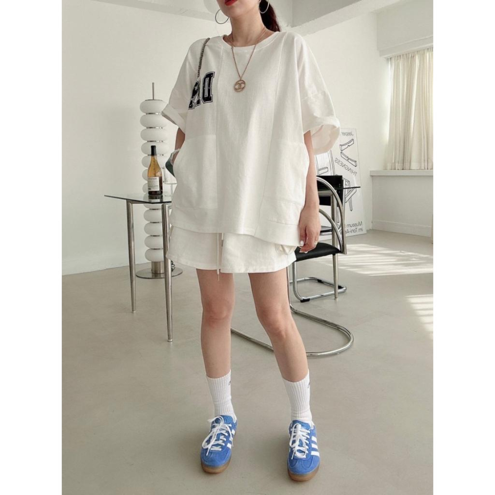 ⭐𝙈𝙖 𝙘𝙝𝙚𝙧𝙚⭐️ 現貨實拍 DAY拼接剪裁短褲套裝 (預+現)-細節圖2