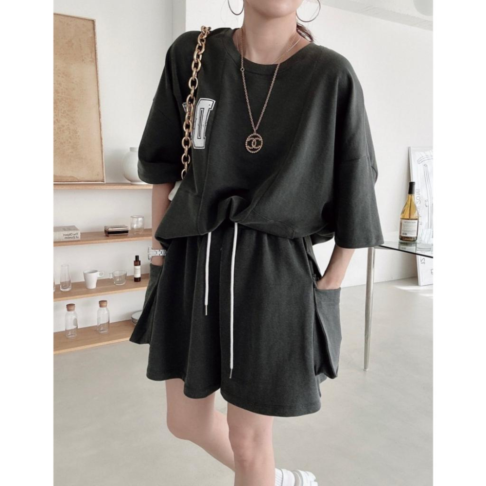 ⭐𝙈𝙖 𝙘𝙝𝙚𝙧𝙚⭐️ 現貨實拍 DAY拼接剪裁短褲套裝 (預+現)-細節圖3