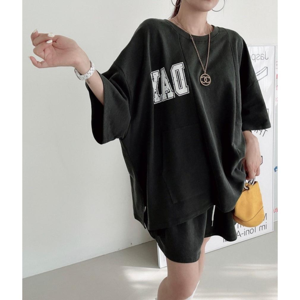 ⭐𝙈𝙖 𝙘𝙝𝙚𝙧𝙚⭐️ 現貨實拍 DAY拼接剪裁短褲套裝 (預+現)-細節圖4