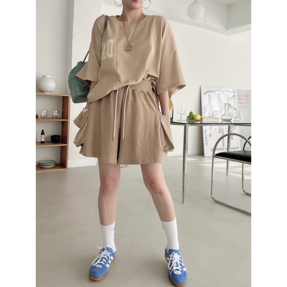 ⭐𝙈𝙖 𝙘𝙝𝙚𝙧𝙚⭐️ 現貨實拍 DAY拼接剪裁短褲套裝 (預+現)-細節圖5