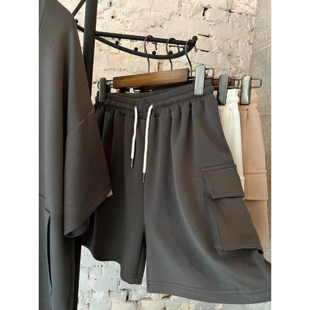 ⭐𝙈𝙖 𝙘𝙝𝙚𝙧𝙚⭐️ 現貨實拍 DAY拼接剪裁短褲套裝 (預+現)-細節圖9