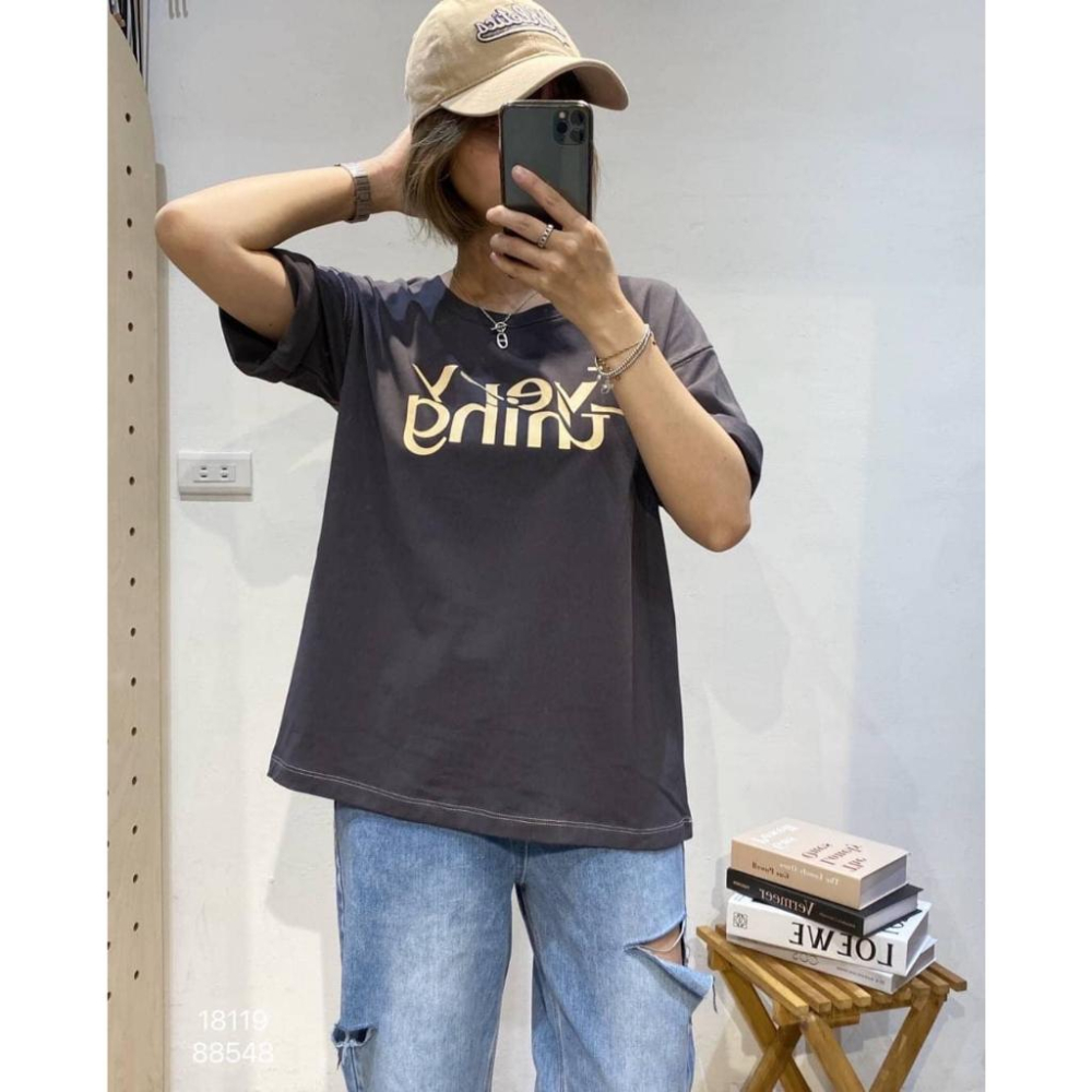 ⭐𝙈𝙖 𝙘𝙝𝙚𝙧𝙚⭐️ 現貨實拍 韓國車線配色英文tee (現+預)-細節圖5