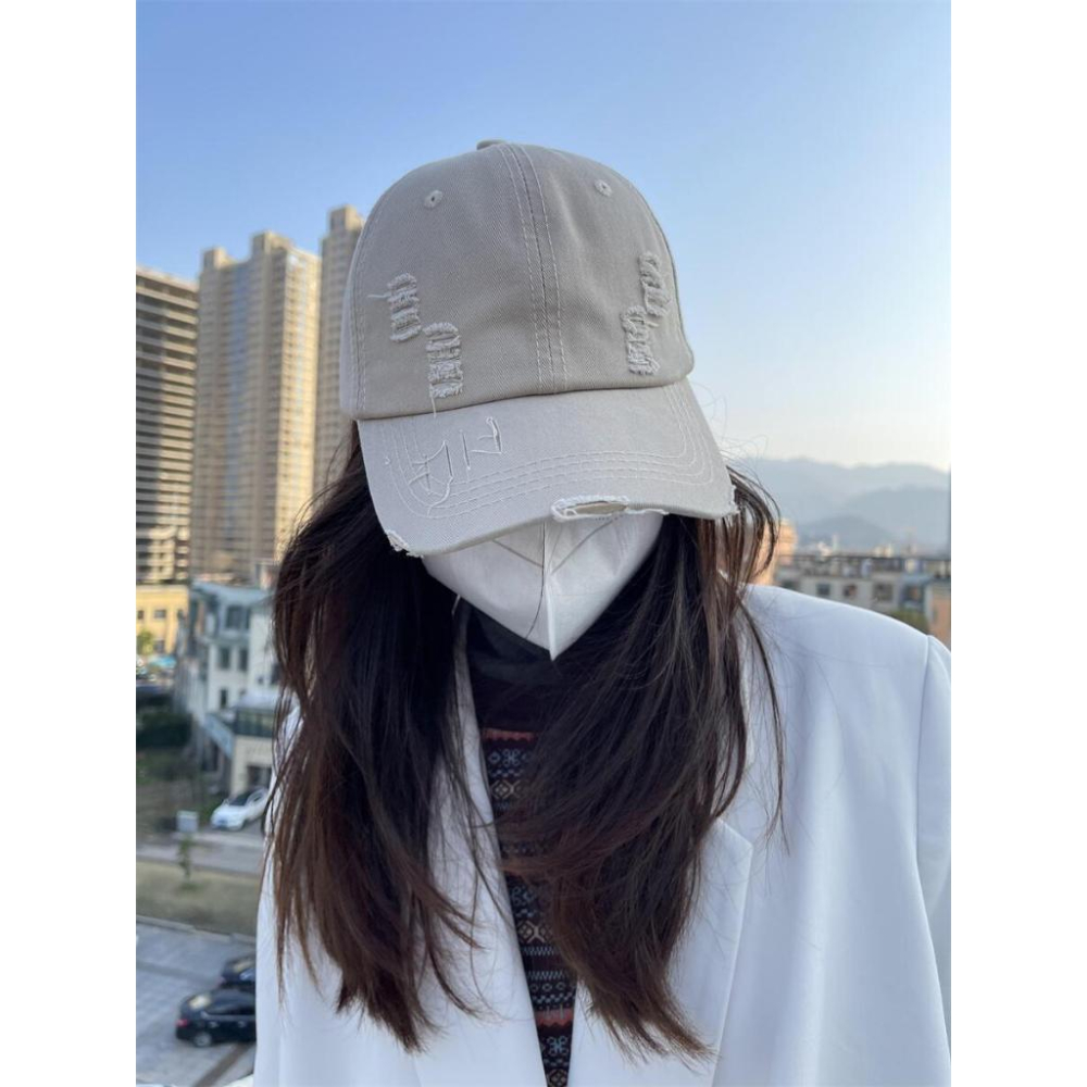 ⭐𝙈𝙖 𝙘𝙝𝙚𝙧𝙚⭐ 現貨實拍 純色破壞感棒球帽 (預購)-細節圖3