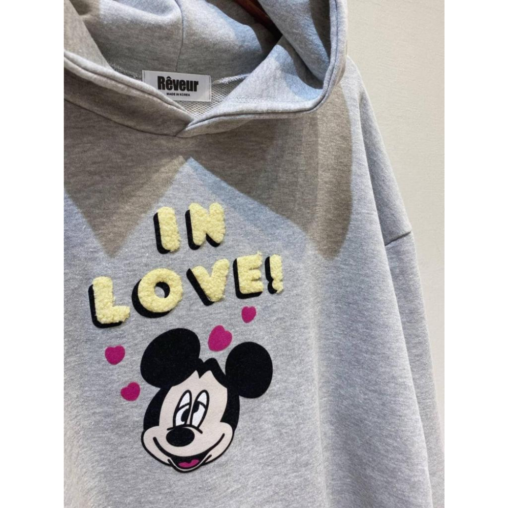 ❤️現貨❤️ 𝙈𝙖 𝙘𝙝𝙚𝙧𝙚 春季新品 現貨實拍 韓國米奇戀愛中連帽T-細節圖3