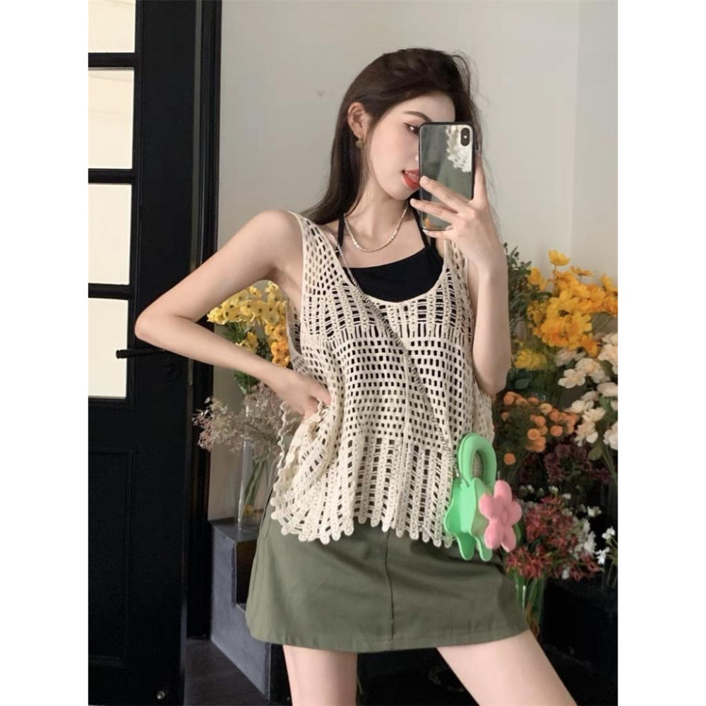 ⭐𝙈𝙖 𝙘𝙝𝙚𝙧𝙚⭐️ 現貨實拍 渡假針織縷空不規則背心 (現+預)-細節圖4