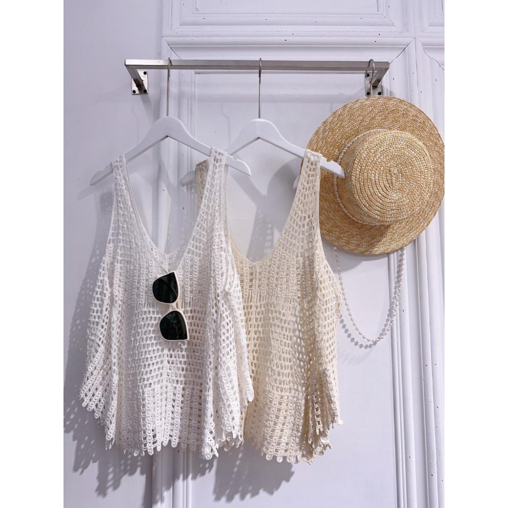 ⭐𝙈𝙖 𝙘𝙝𝙚𝙧𝙚⭐️ 現貨實拍 渡假針織縷空不規則背心 (現+預)-細節圖7