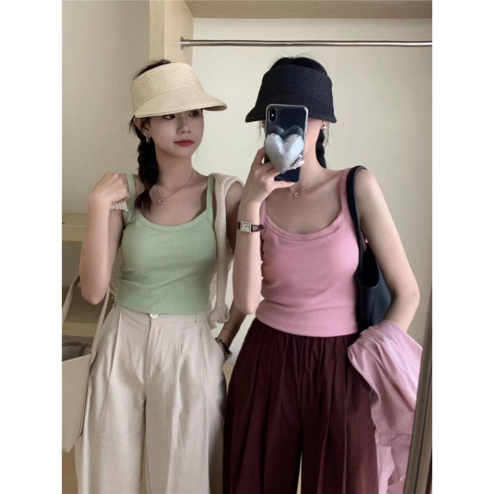 ⭐𝙈𝙖 𝙘𝙝𝙚𝙧𝙚⭐️ 現貨實拍 純色彈力坑紋Bra背心 (預購)-細節圖2