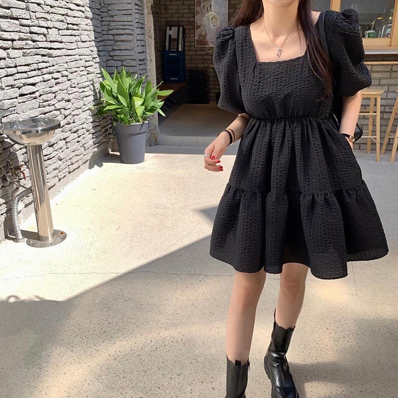 ⭐𝙈𝙖 𝙘𝙝𝙚𝙧𝙚⭐️ 現貨實拍 俏麗女孩方領後綁蓬袖短洋裝 (預購)-細節圖2