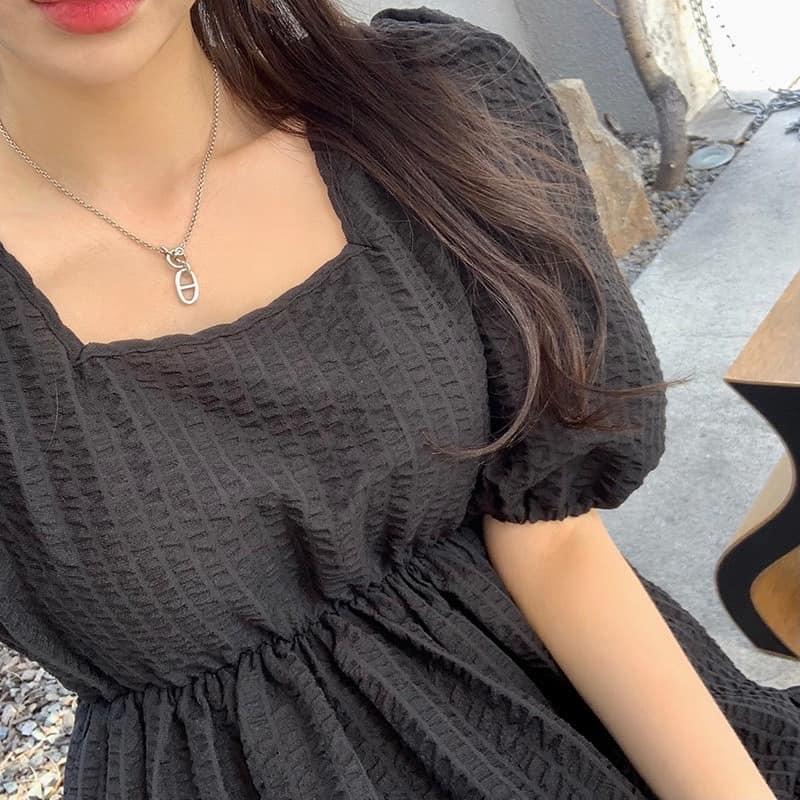 ⭐𝙈𝙖 𝙘𝙝𝙚𝙧𝙚⭐️ 現貨實拍 俏麗女孩方領後綁蓬袖短洋裝 (預購)-細節圖6