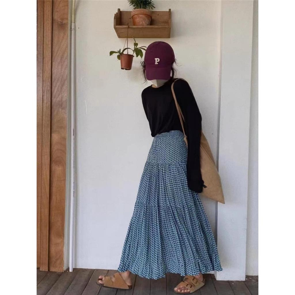 ⭐𝙈𝙖 𝙘𝙝𝙚𝙧𝙚⭐️ 現貨實拍 幾何圖雪紡半身裙 鬆緊雪紡半身裙 (預購)-細節圖2