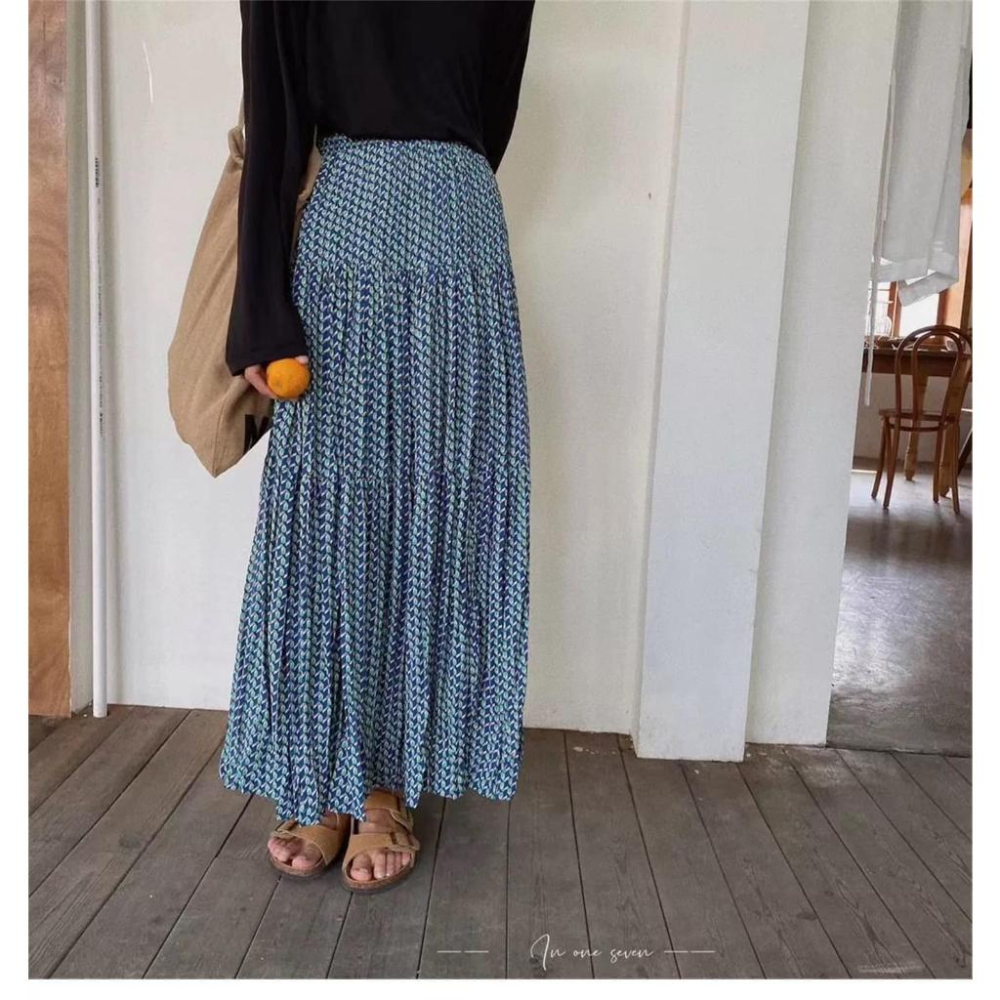 ⭐𝙈𝙖 𝙘𝙝𝙚𝙧𝙚⭐️ 現貨實拍 幾何圖雪紡半身裙 鬆緊雪紡半身裙 (預購)-細節圖3