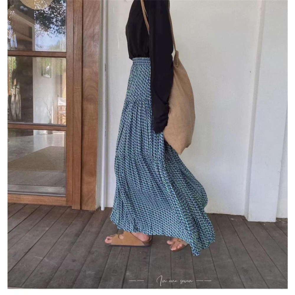 ⭐𝙈𝙖 𝙘𝙝𝙚𝙧𝙚⭐️ 現貨實拍 幾何圖雪紡半身裙 鬆緊雪紡半身裙 (預購)-細節圖4
