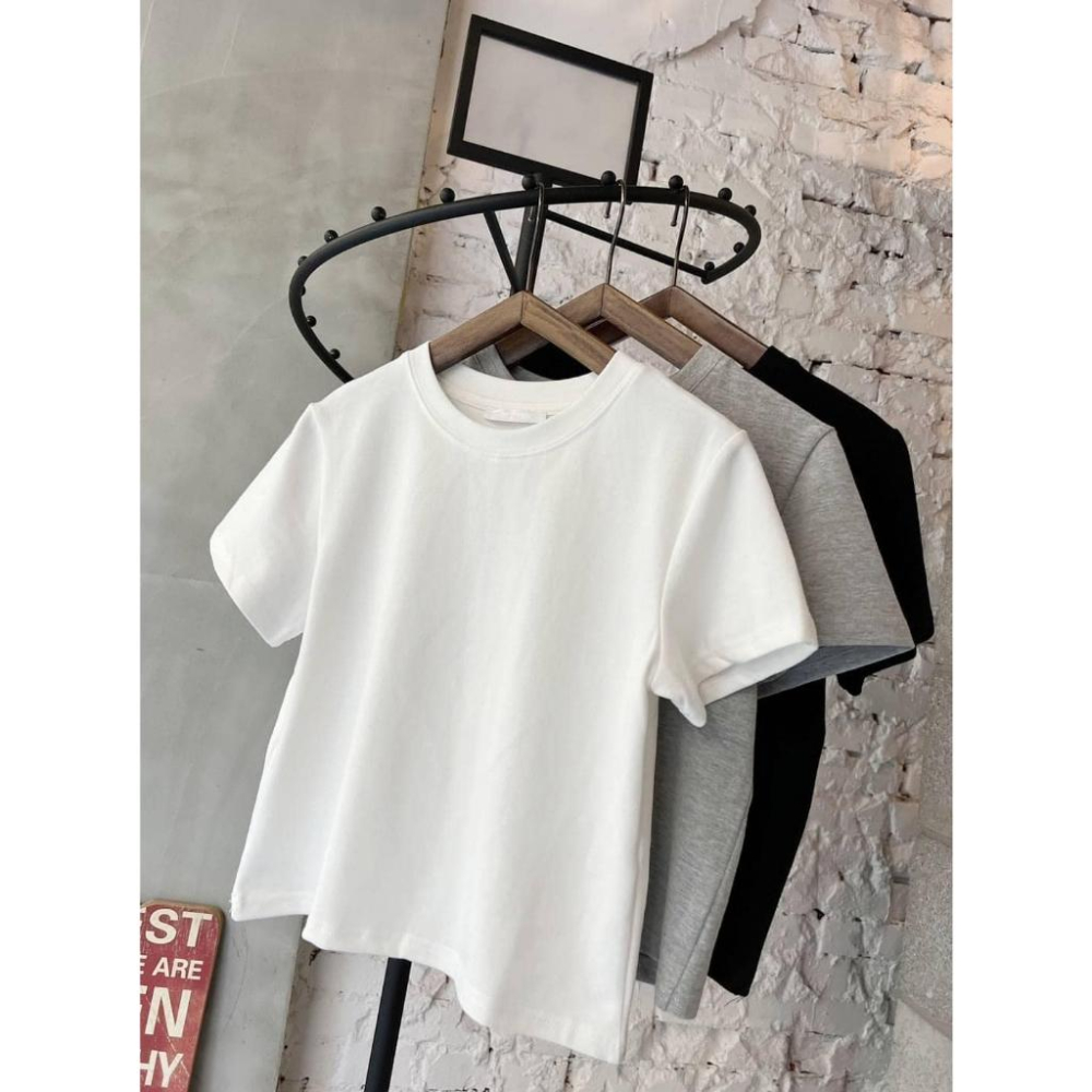 ⭐𝙈𝙖 𝙘𝙝𝙚𝙧𝙚⭐️ 春夏新品 現貨實拍 純色圓領微磨毛短T (預購)-細節圖2