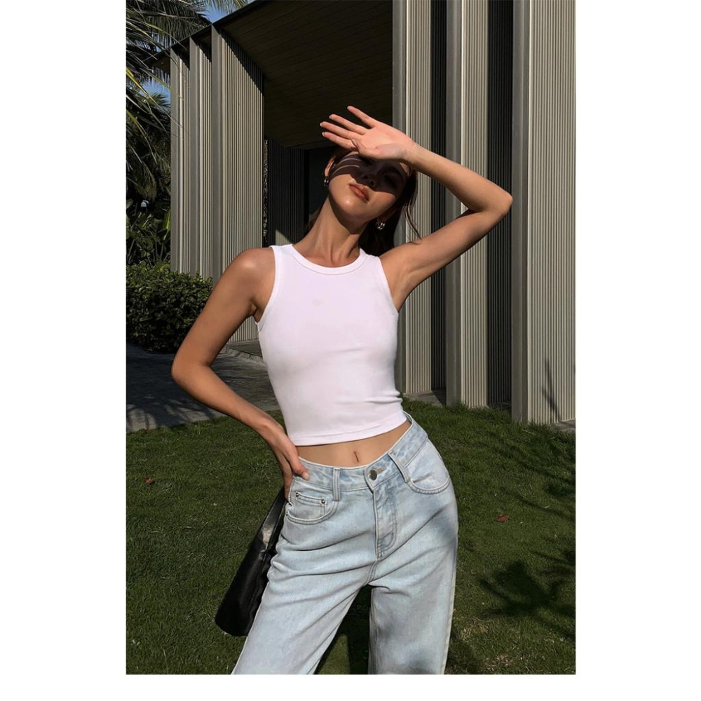 ⭐𝙈𝙖 𝙘𝙝𝙚𝙧𝙚⭐️ 現貨實拍 微辣妹後扣縷空款工字背心 (預購)-細節圖6