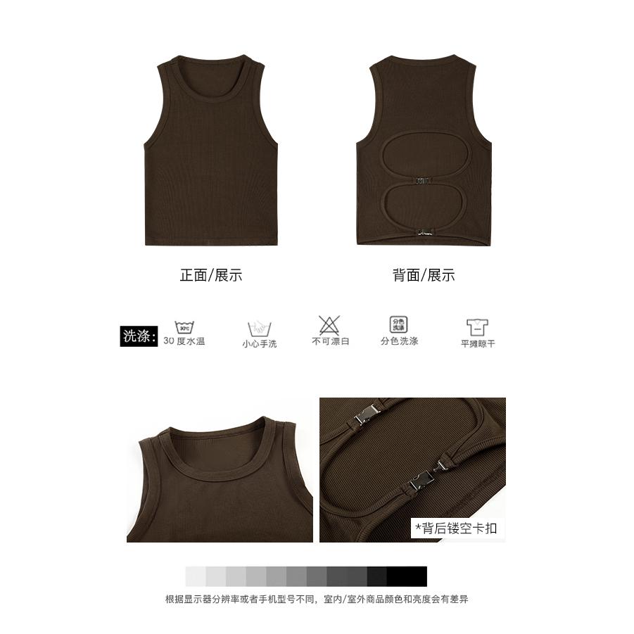 ⭐𝙈𝙖 𝙘𝙝𝙚𝙧𝙚⭐️ 現貨實拍 微辣妹後扣縷空款工字背心 (預購)-細節圖8