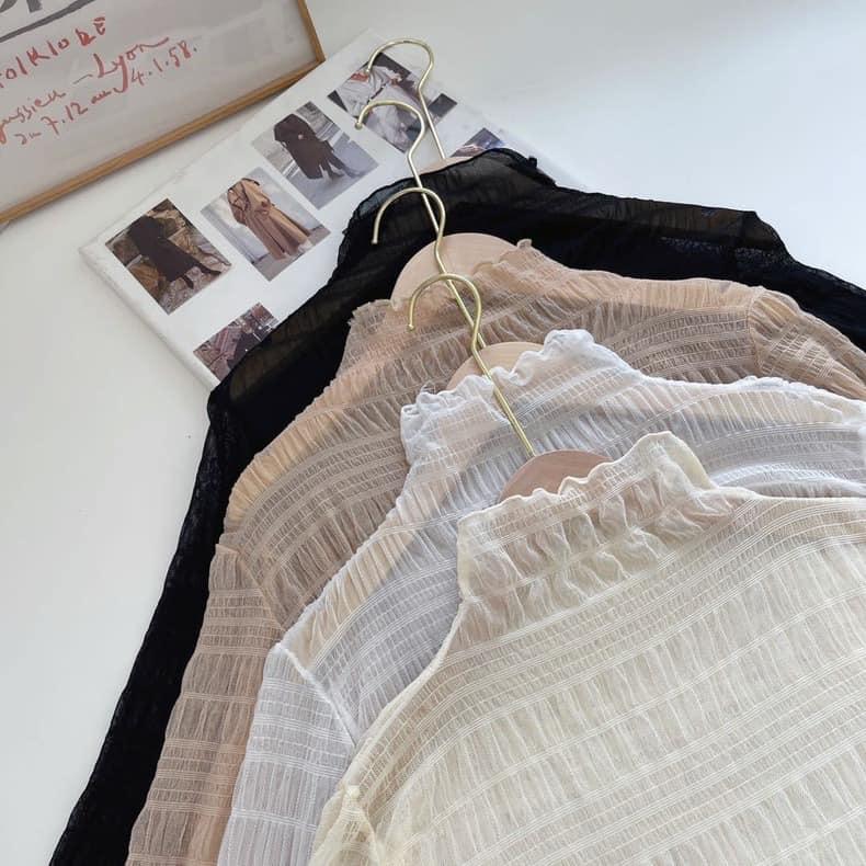 ❤️現貨❤️ 𝙈𝙖 𝙘𝙝𝙚𝙧𝙚  秋冬季新品 現貨實拍 皺褶網紗打底衣 內搭半高領 (預購)-細節圖6