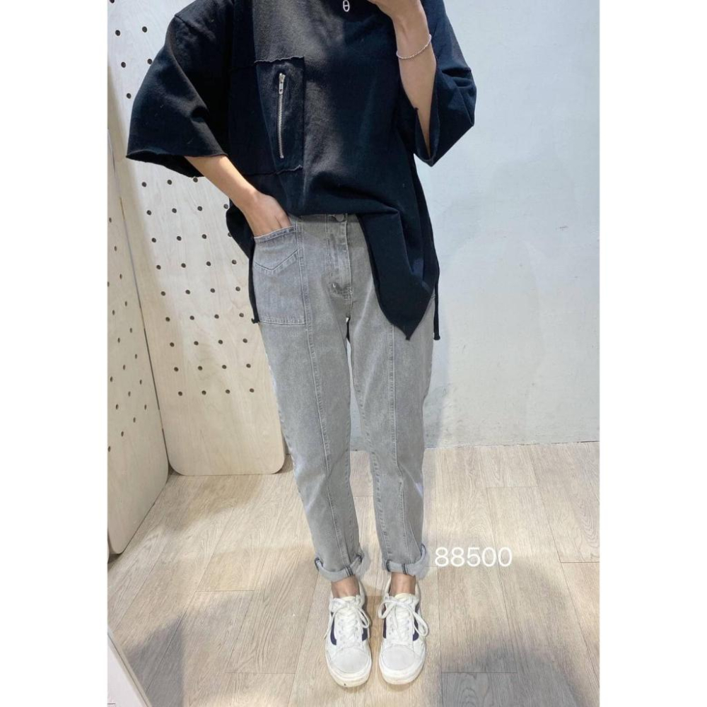 ❤️現貨❤️ 𝙈𝙖 𝙘𝙝𝙚𝙧𝙚 春夏新品 現貨實拍 韓國後鬆緊中線牛仔褲-細節圖4