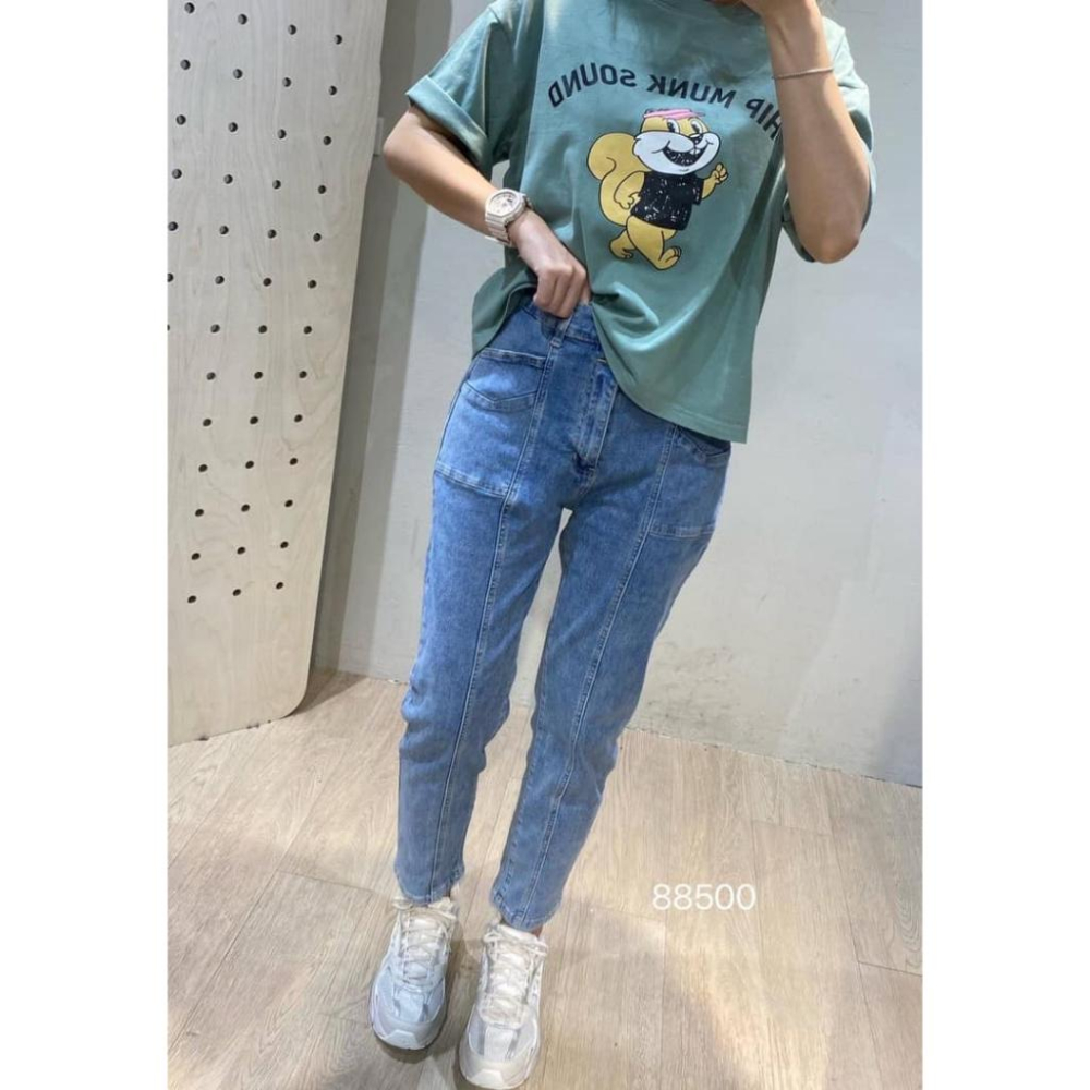 ❤️現貨❤️ 𝙈𝙖 𝙘𝙝𝙚𝙧𝙚 春夏新品 現貨實拍 韓國後鬆緊中線牛仔褲-細節圖5