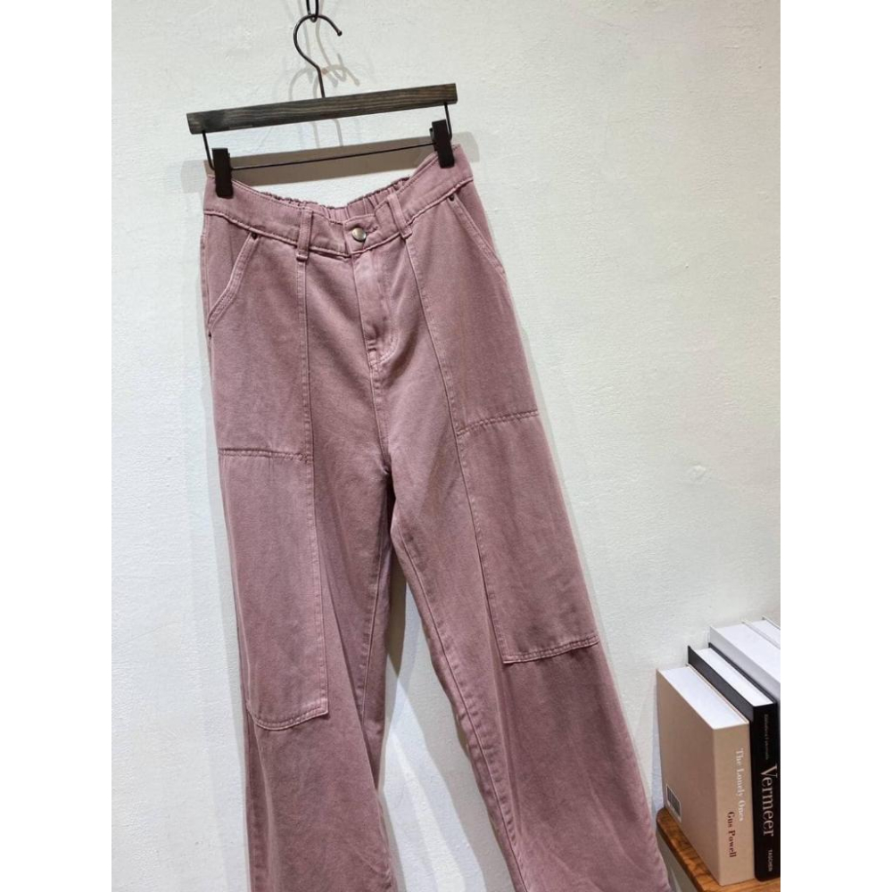 ⭐𝙈𝙖 𝙘𝙝𝙚𝙧𝙚⭐️ 現貨實拍 韓國乾燥玫瑰粉落地褲 直筒牛仔褲 (預+現)-細節圖3