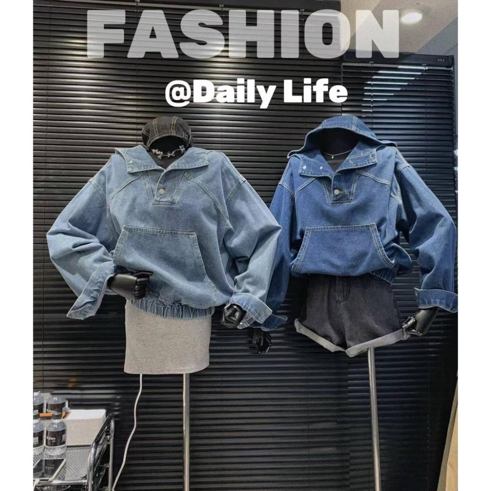 ❤️現貨❤️ 𝙈𝙖 𝙘𝙝𝙚𝙧𝙚  秋冬季新品 現貨實拍 牛仔連帽大口袋上衣-細節圖2